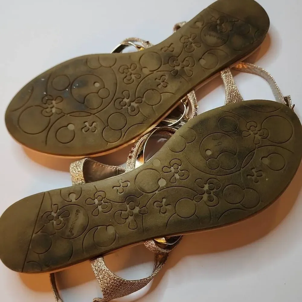 Dollhouse Multistrap Gold Glittery Sandals Size 8.5